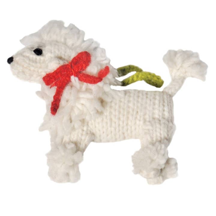 White Poodle Dog Ornament for wholesale by CHILLY DOG LLC