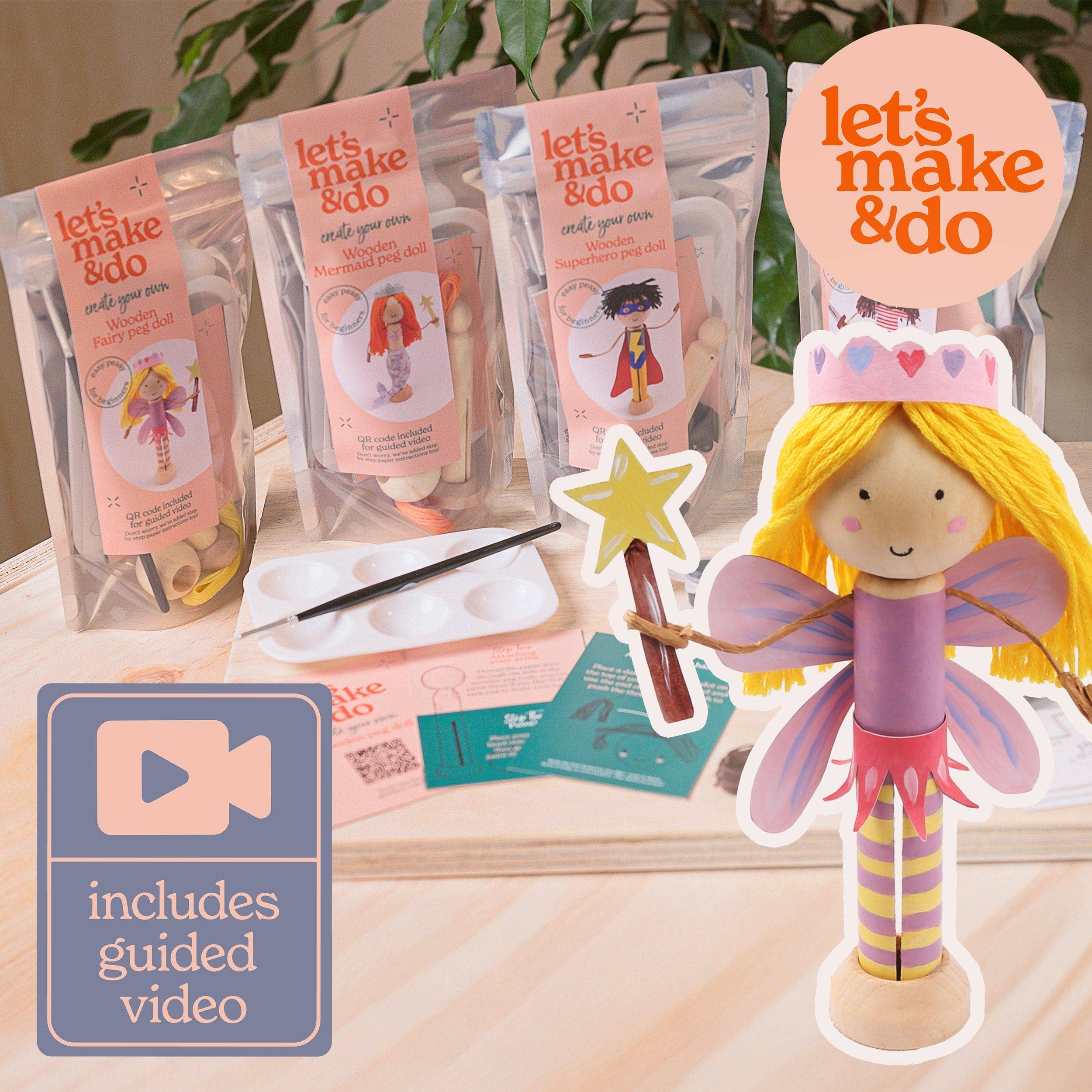 Let's Make & Do - Vendita all'ingrosso Kit per lavoretti fai da te - Bambini - Kit per Creare la Tua Fatina con Bambola di Legno1