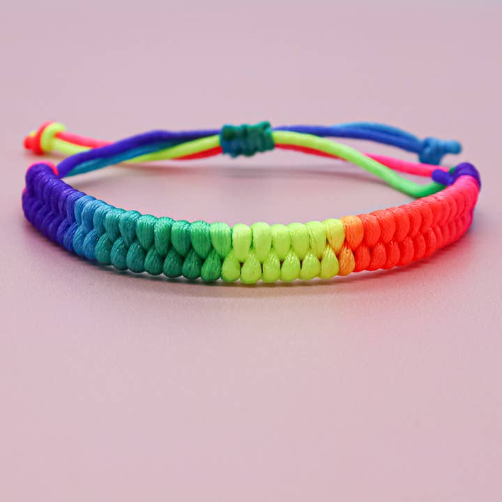 Hand Braided Adjustable Rainbow Tie Dye Bracelet-PC for wholesale by Natalia