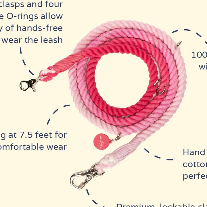 Lucy & Co. – trela - Cão por atacado – Trela de Corda Mãos-Livres Cupid's Crush1