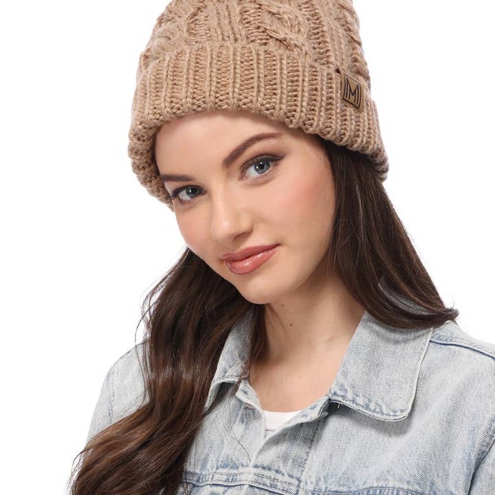 Fashion City - Wholesale Beanie - Women's - Winter Cable Knit Beanie Hat with Fleece Lining12