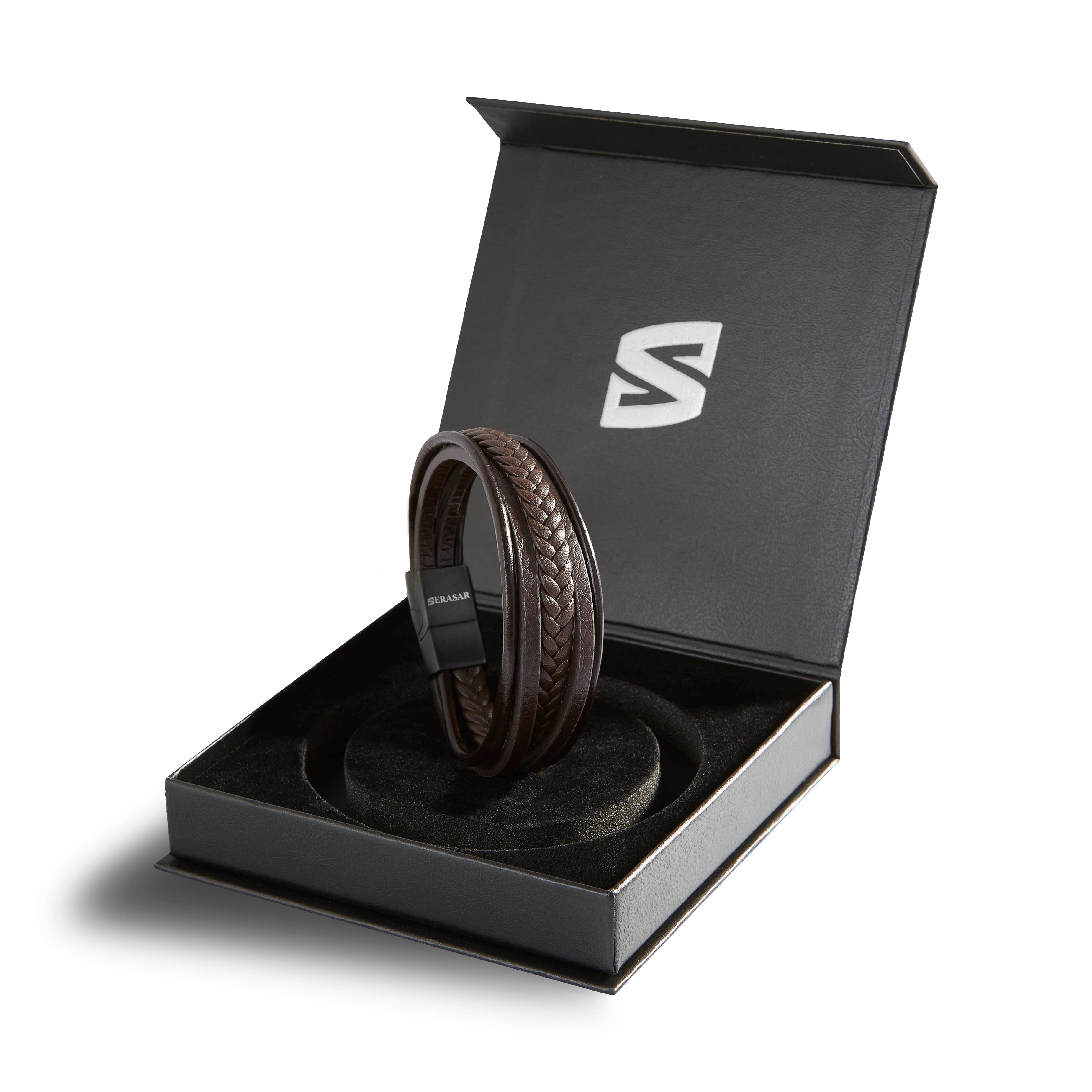 SERASAR - Wholesale Bangle Bracelet - SERASAR, "Braid" leather bracelet for men10