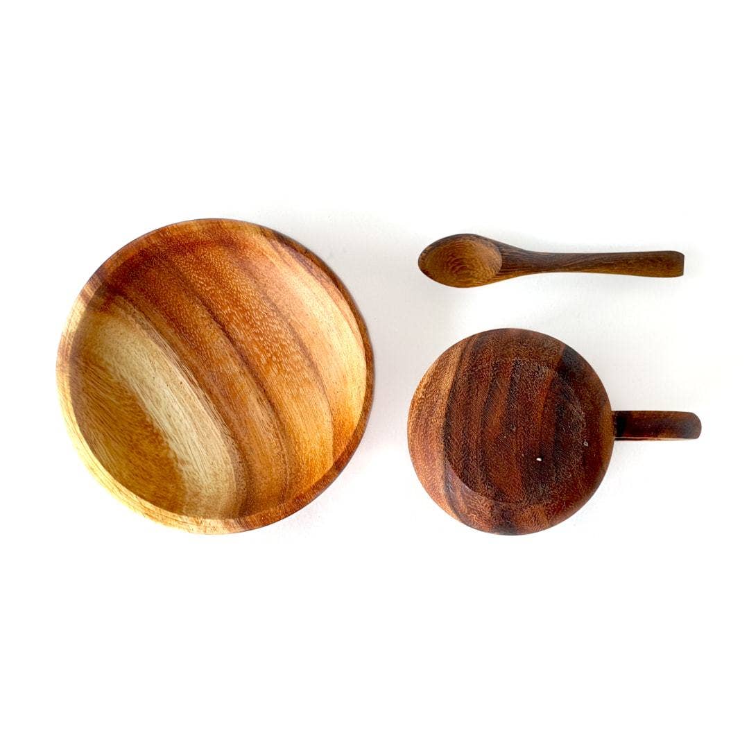 Rainforest Bowls - Vendita all'ingrosso Servizi da tè - Set di tazza in legno di acacia2