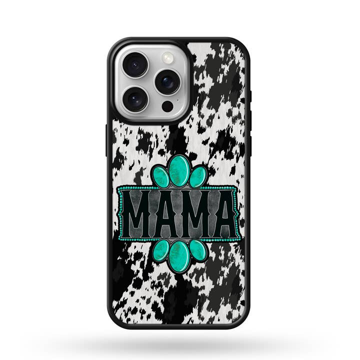 Twisted N Turquoise - Vente Coque de téléphone – femme - Étui de téléphone Western Mama en cuir de vache turquoise compatible MagSafe0