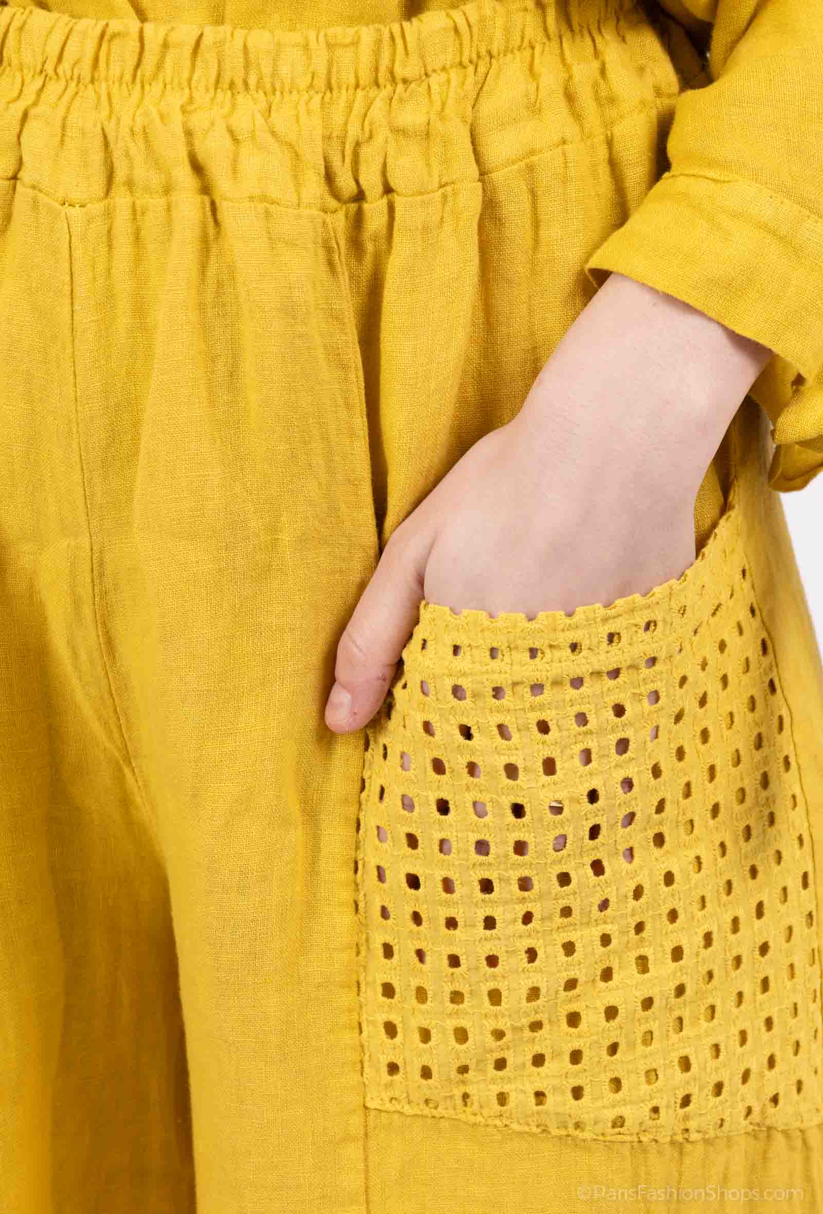 Shyloh - Wholesale Pants - Women's - Linen Trousers with Openwork Pockets 205809