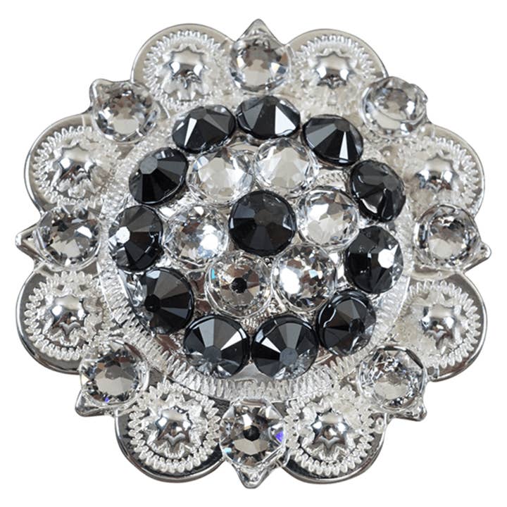 Rodeo Drive - Wholesale Craft Supplies - Bright Silver Jet & Clear Crystal Conchos - Sizes from 1"- 3" and Buckles