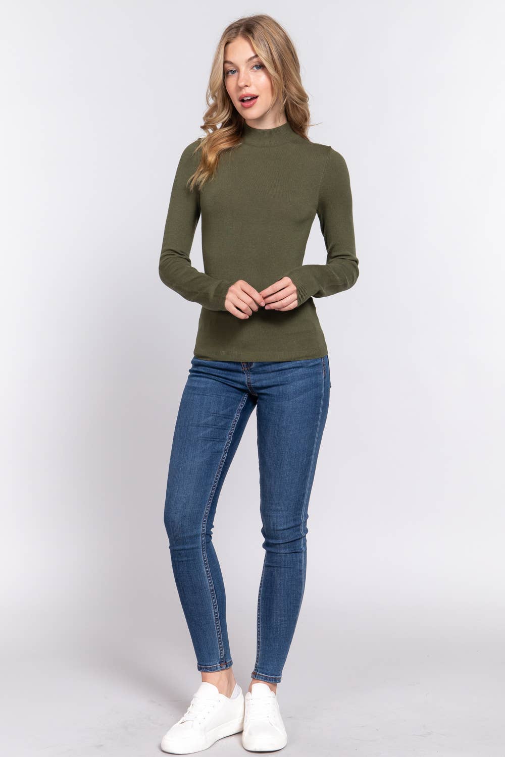 Active Basic | Active USA - Venta al por mayor Jersey de punto - Mujer - Suéter básico de manga larga con cuello simulado15