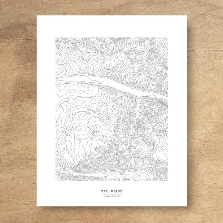 Telluride Skigebiet Topographische Karte Kunstdruck für den Großhandel von Topographia Design