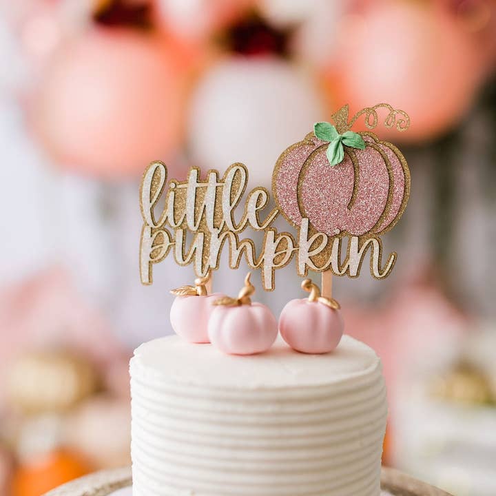 Glitter Pumkin Cake Topper for wholesale by Top This Party Co.