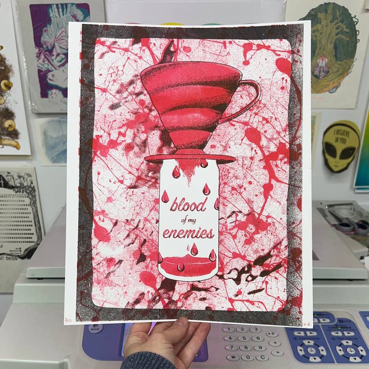 Blood of my Enemies Riso Print for wholesale by Punch Kiss Press
