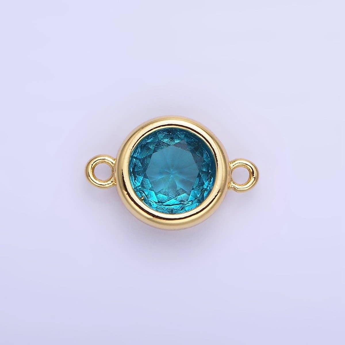 Aim Eternal - Wholesale Individual Charm/Pendant - 14K Gold Filled Birthstone CZ Round Bezel Connector | G937 - G94414