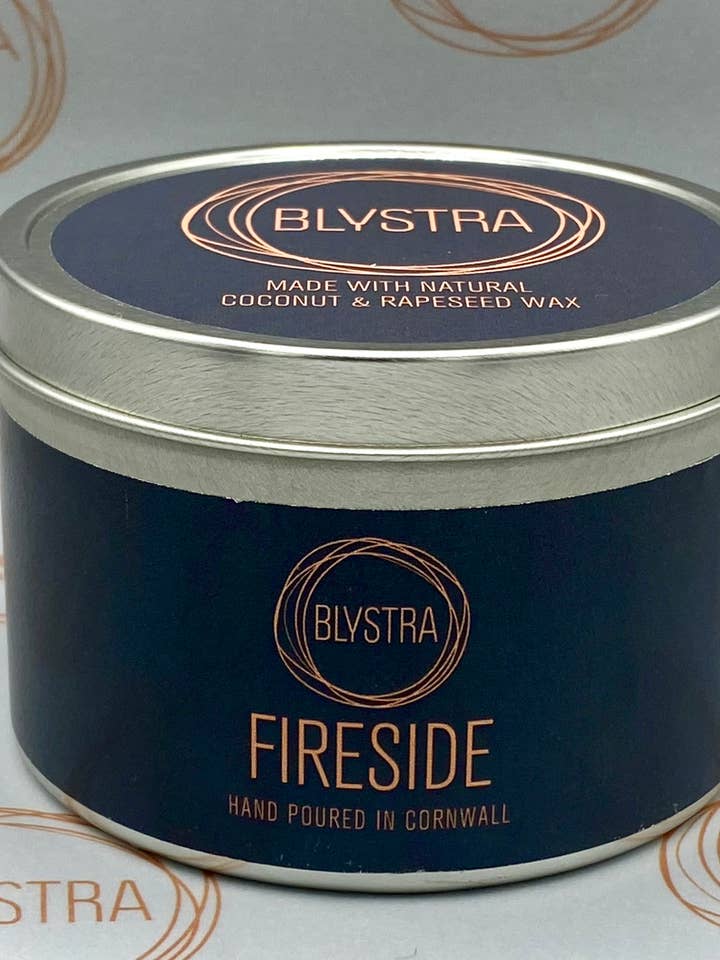 Fireside Hand-poured Tin Candle for wholesale by Blystra candles