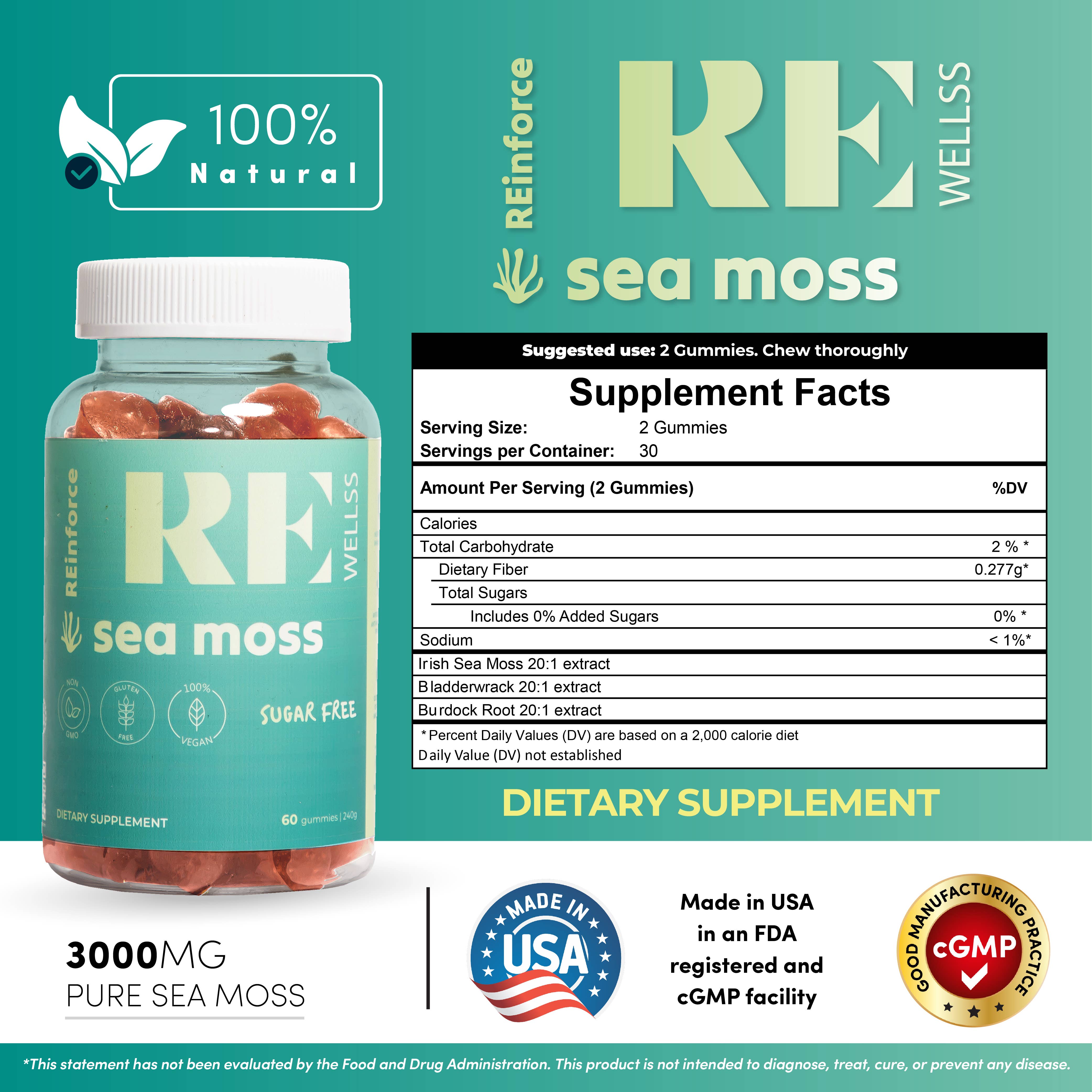 REWELLSS – Engroshandel Kosttilskud og vitaminer – REWELLSS Irish Sea Moss Gummies I Sund hud, led og skjoldbruskkirtelsundhed Jeg fremstillet i USA6