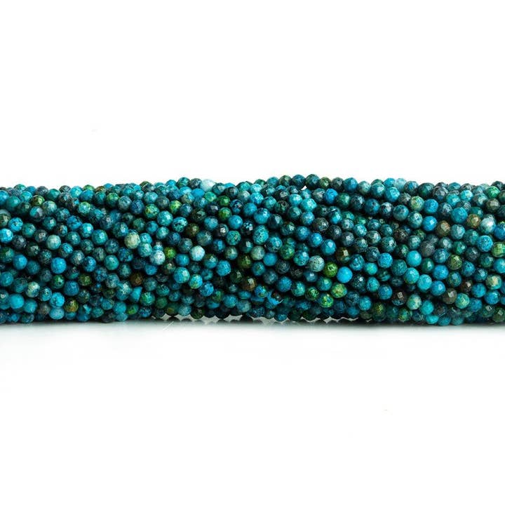 2mm Chrysocolla Microfaceted Round Beads 12 inch 140 pieces for wholesale by The Bead Traders