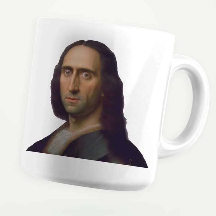 Mona Lisa Nicolas Cage 11 oz kaffekrus for engroshandel hos Sticker Bull