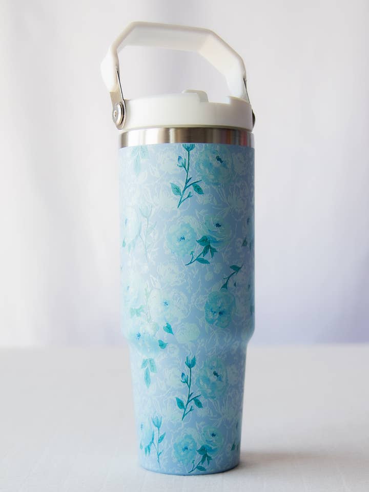 Garrafa de Água Everyday - Blue Floral por atacado de Sweethoney Clothing