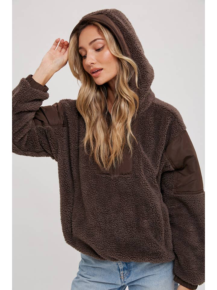 Bluivy - Wholesale Hoodie - Women's - FAUX SHEARLING CONTRAST HOODIE14