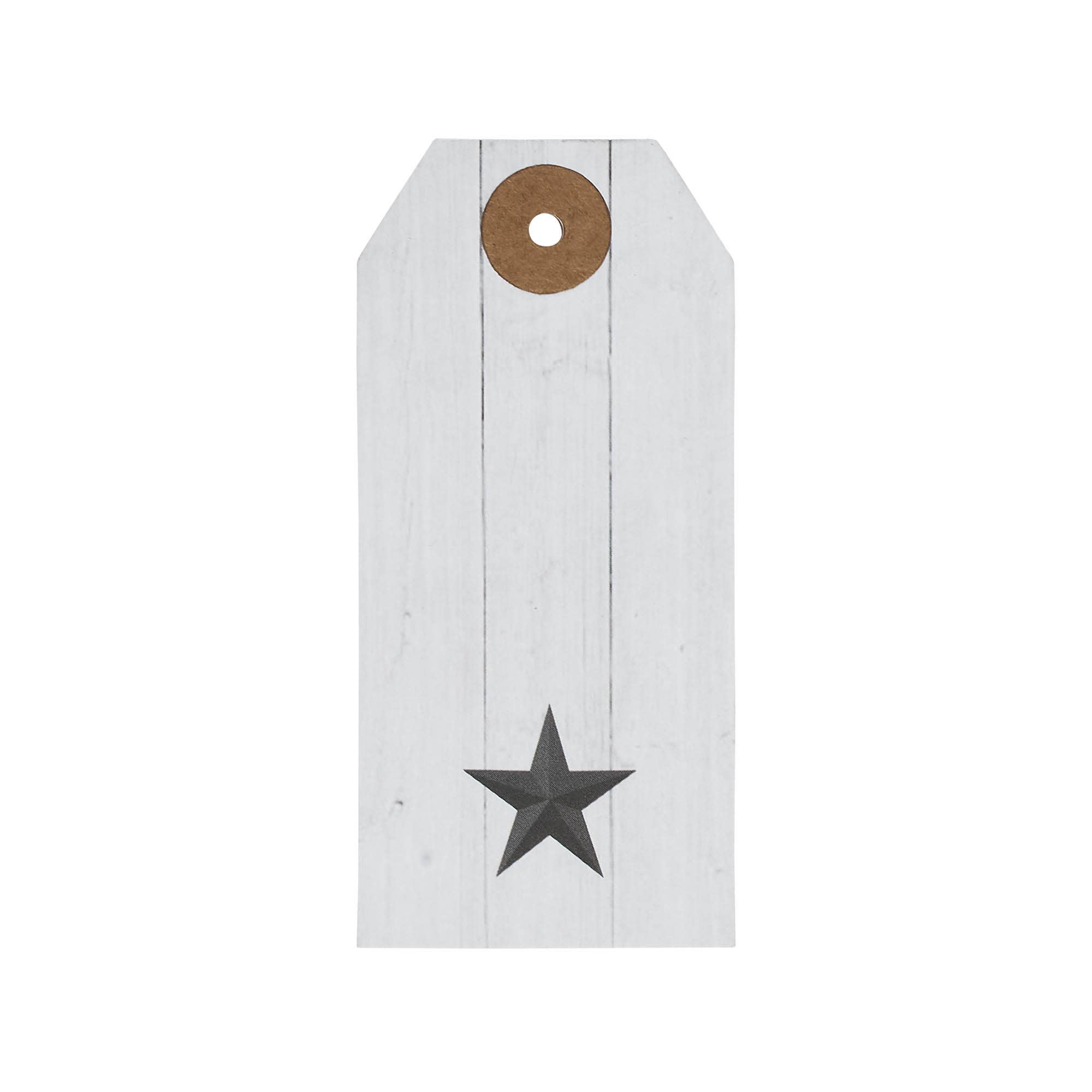 VHC Brands - Wholesale Gift Tag Label - Faceted Barn Star Barnwood Paper Tag Charcoal 3.75x1.75 w/ Twine Set of 501