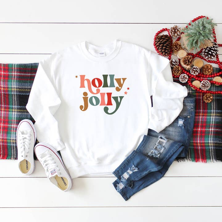 Olive And Ivory Wholesale – Camisola gráfica - Mulher por atacado – Holly Jolly Stars | Moletom | Natal1