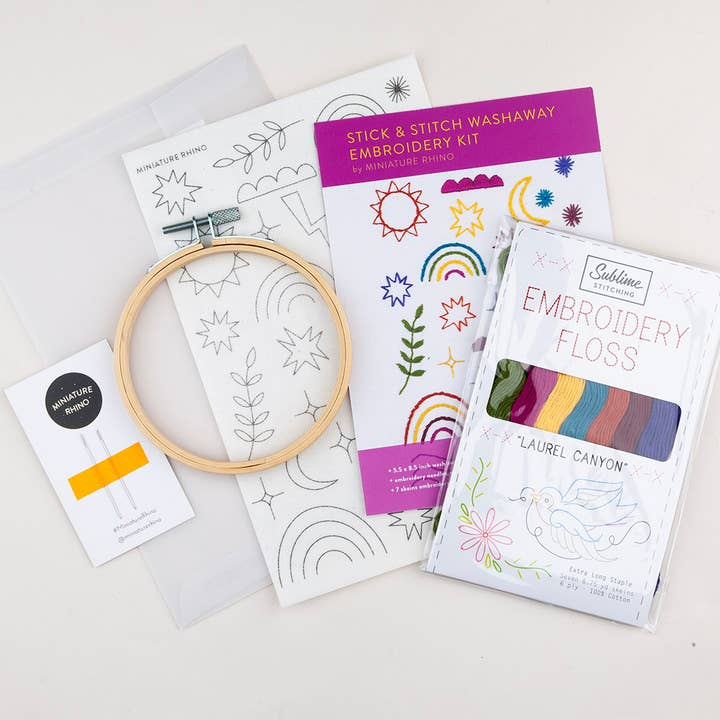Intro to Embroidery Kit for wholesale by Miniature Rhino