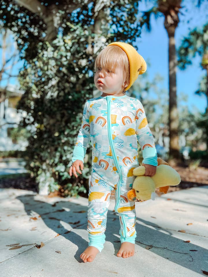 Splashing In The Rain Convertible Footie Pajama for wholesale by Bells & Rainbows by TND