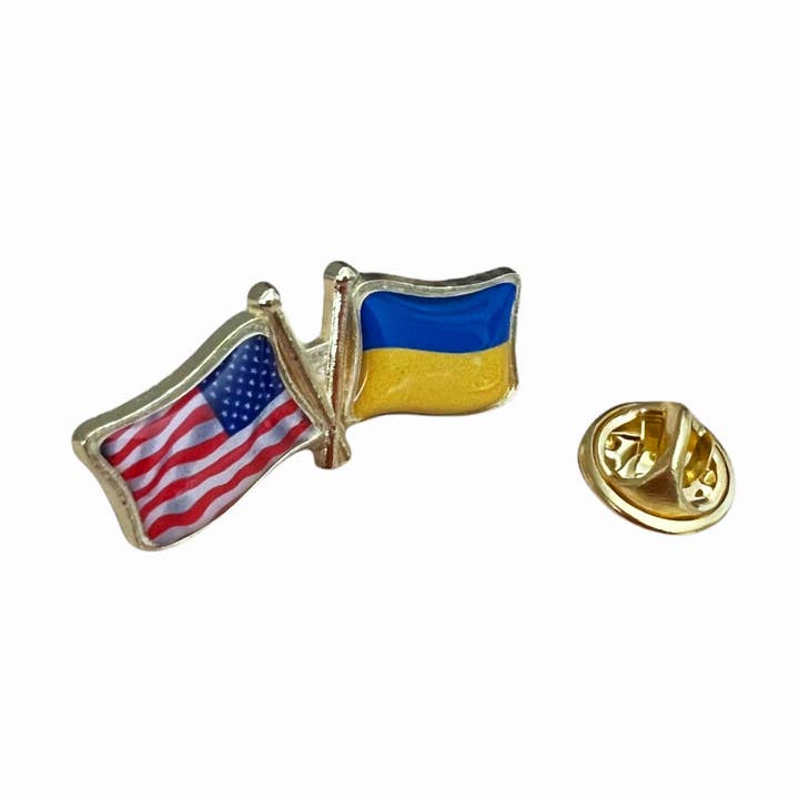 Pin of ukraine and united states flags - Crossed flags for wholesale by Beclosetoyou