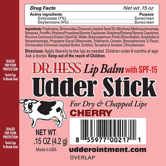 Dr. Hess - Wholesale Lippenbalsem - Dr. Hess Udder Stick Lippenbalsem, Kers, 4 Stuks3
