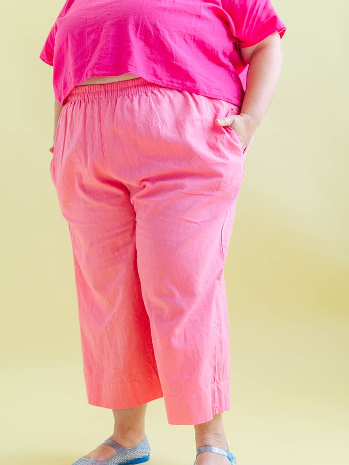 Nettle Studios - Wholesale Pants - Women's - Size Inclusive Plus Size Wide Leg Pant Bubblegum Pink Linen24