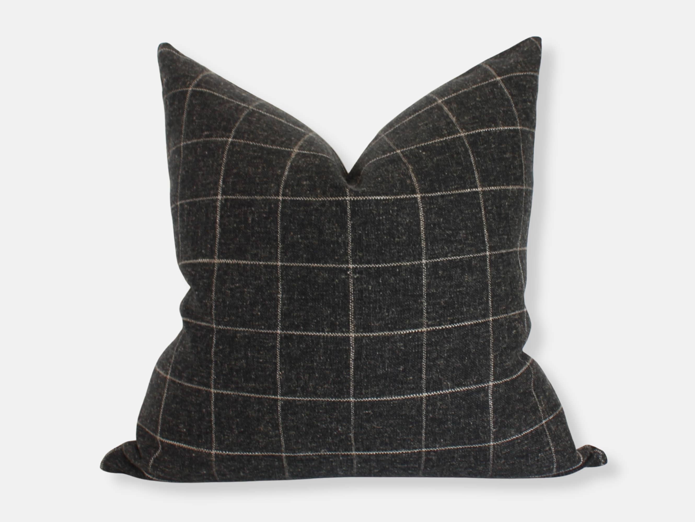 Textileish - Wholesale Throw Pillow Cover - Black Plaid Pillow Cover, Windowpane Throw Pillow