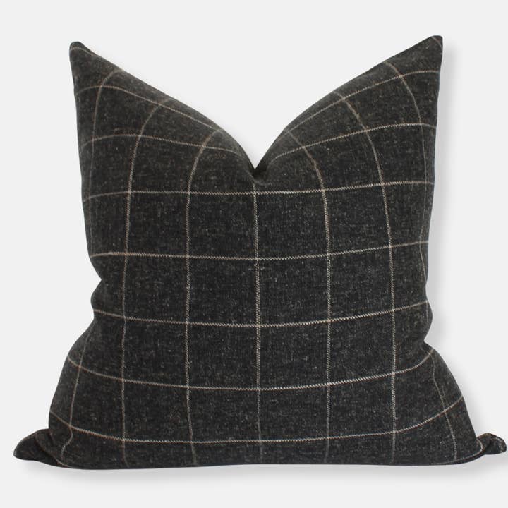 Textileish - Wholesale Throw Pillow Cover - Black Plaid Pillow Cover, Windowpane Throw Pillow