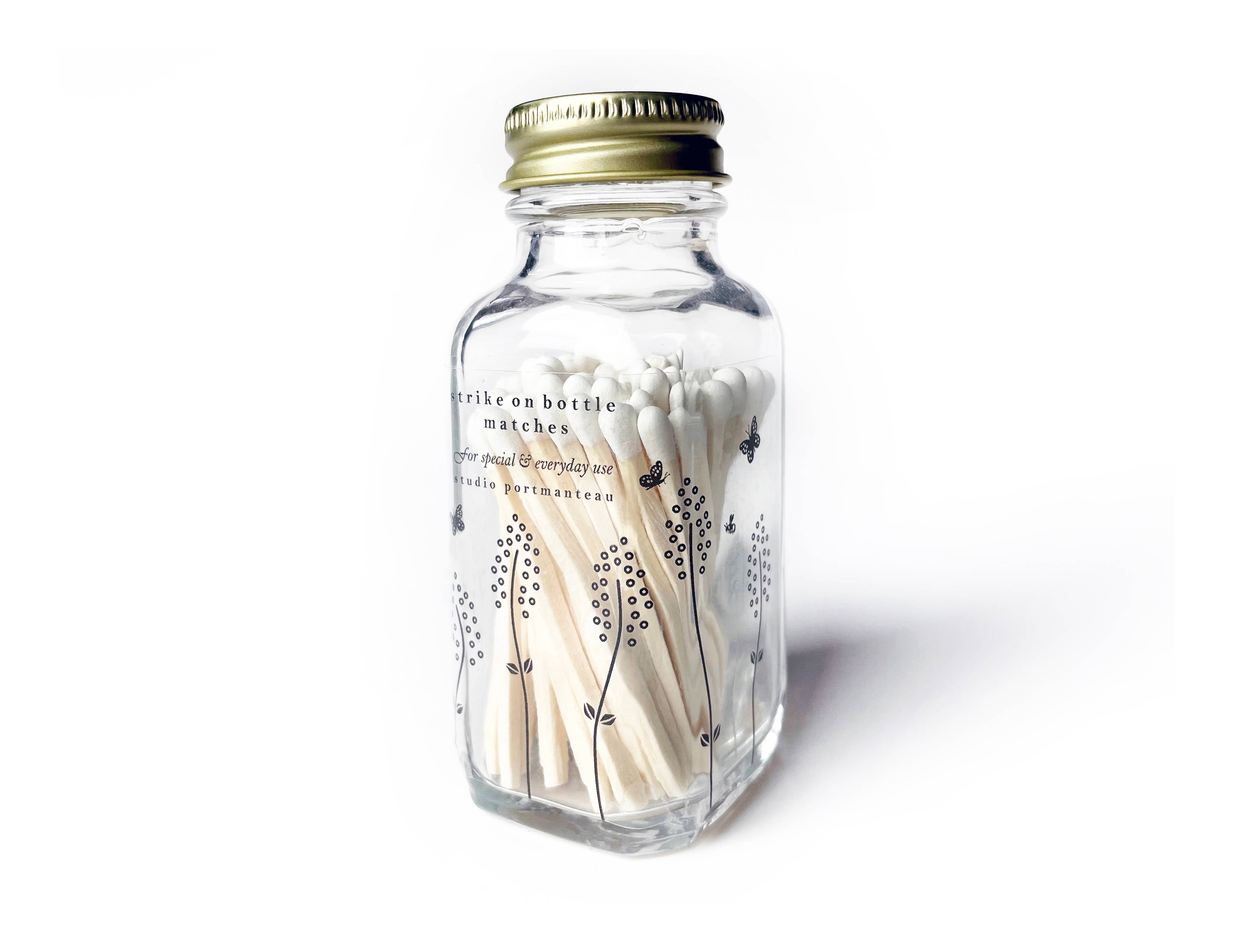 Studio Portmanteau – Großhandel Streichhölzer – Wildflower Streichholzglas, 2,5 cm, Weiß | Hübscher Streichholzhalter aus Glas1