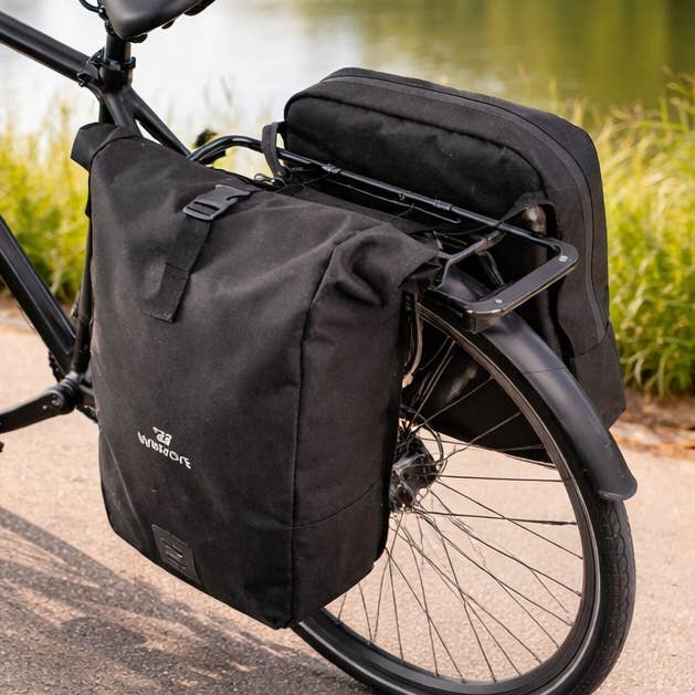 Black Walfort double bicycle bags and backpack in one 25 Lit for wholesale by NHP International