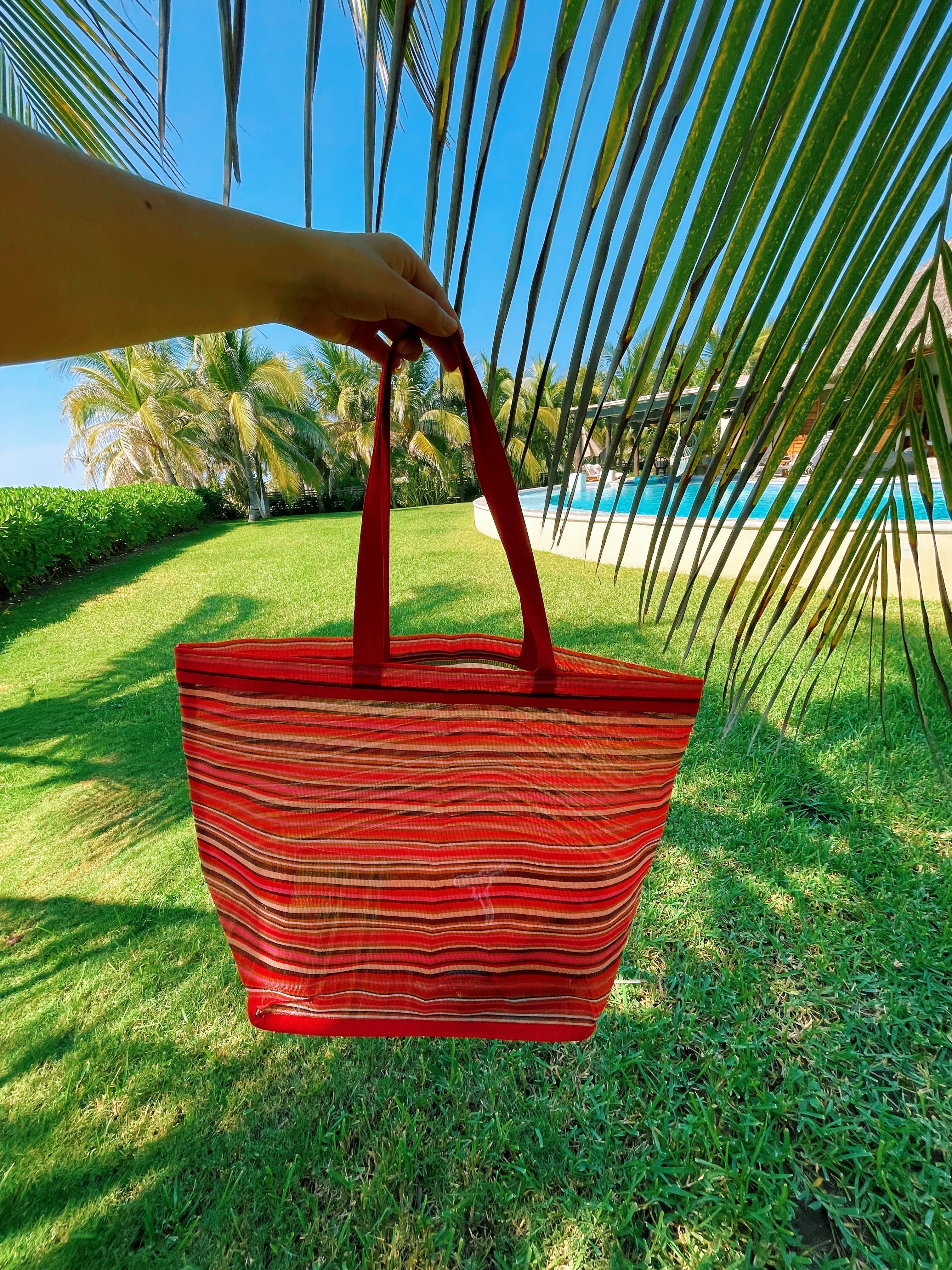 Pura Vida - Vendita all'ingrosso Borsa da spiaggia - Borsa da spiaggia in tessuto con cinturino in plastica 15x20 pollici17