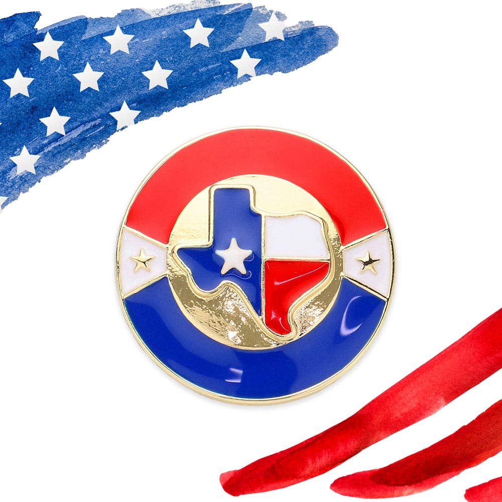 Sensibling Corp. - Wholesale Brooch - Enamel Texas Map Round Pin Brooch0