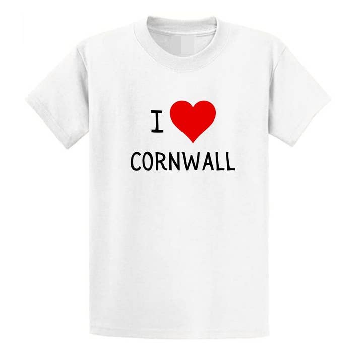 Second Ave Gift Company - Vendita all'ingrosso Maglietta serigrafata - Unisex - Maglietta rossa unisex per adulti con scritta «I Love Cornwall»