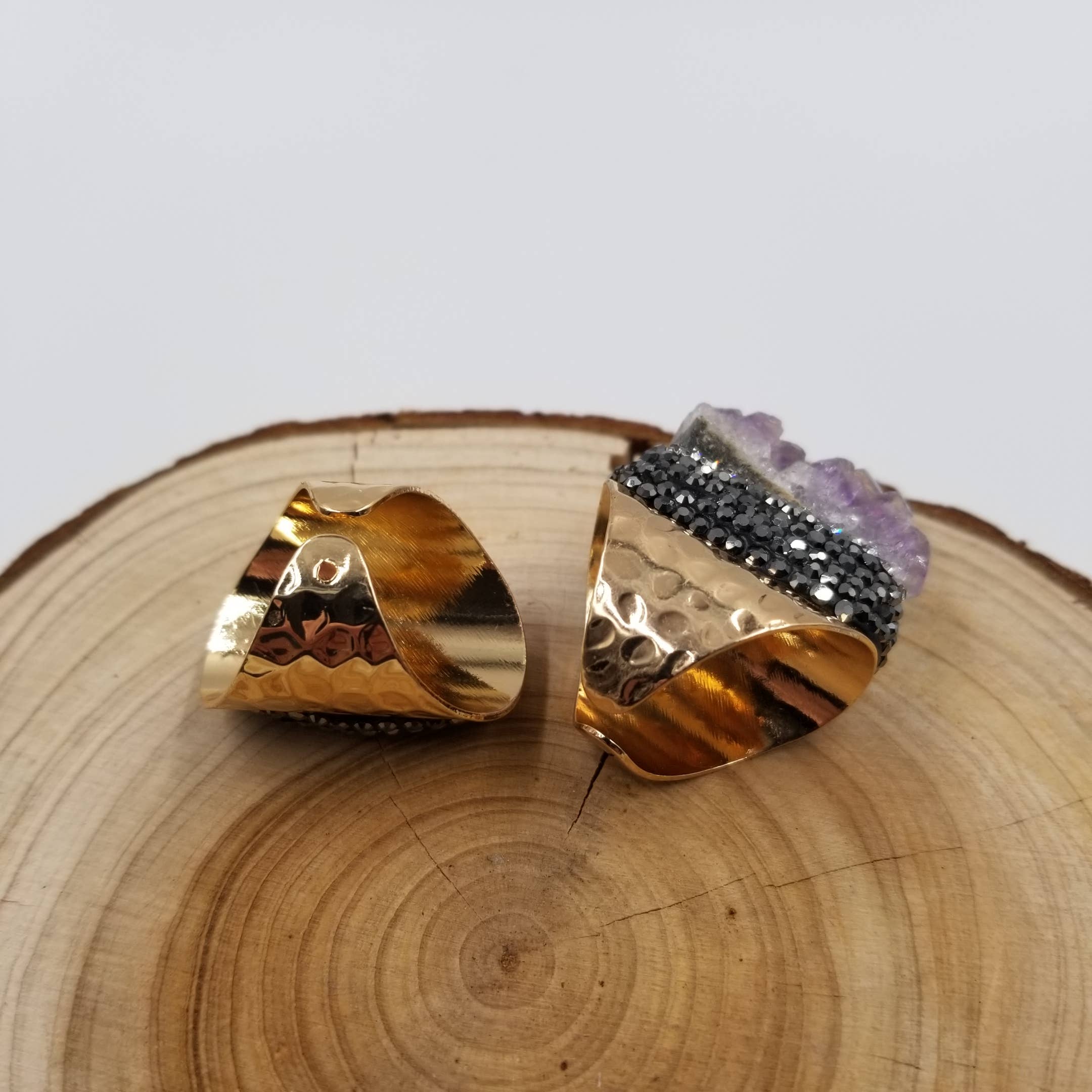 CHAKRA JEWELRY - Vendita all'ingrosso Anelli cocktail/statement - Anello fatto a mano con ametista naturale e malocchio5