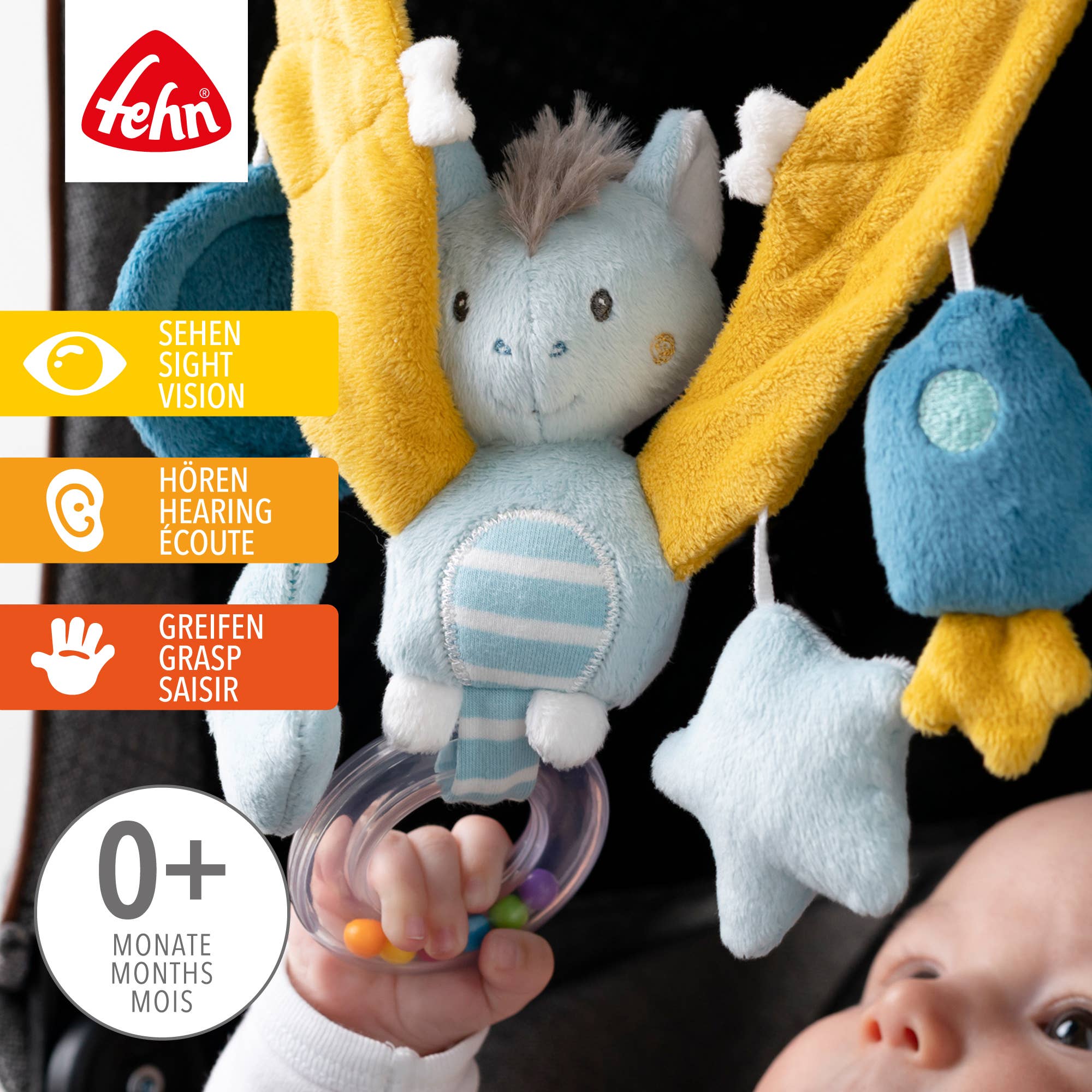 Fehn – Großhandel Hängerassel – Baby – Kinderwagenkette Fledermaus - Mobile-Kette zum Aufhängen1