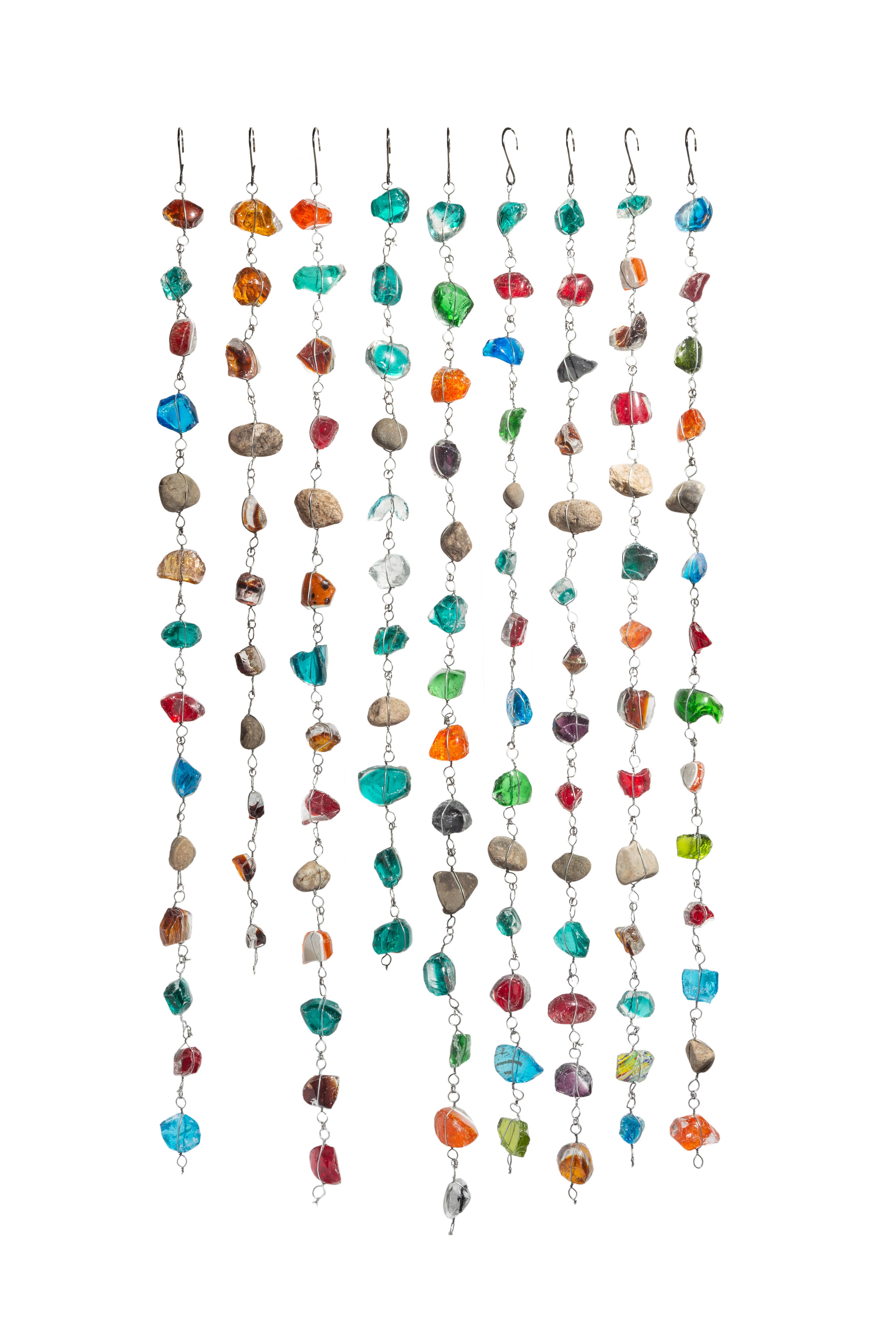 ApricotMint - Wholesale Outdoor Ornament/Decor - 4 ft Recycled Art Glass & Rock Rain Chain1