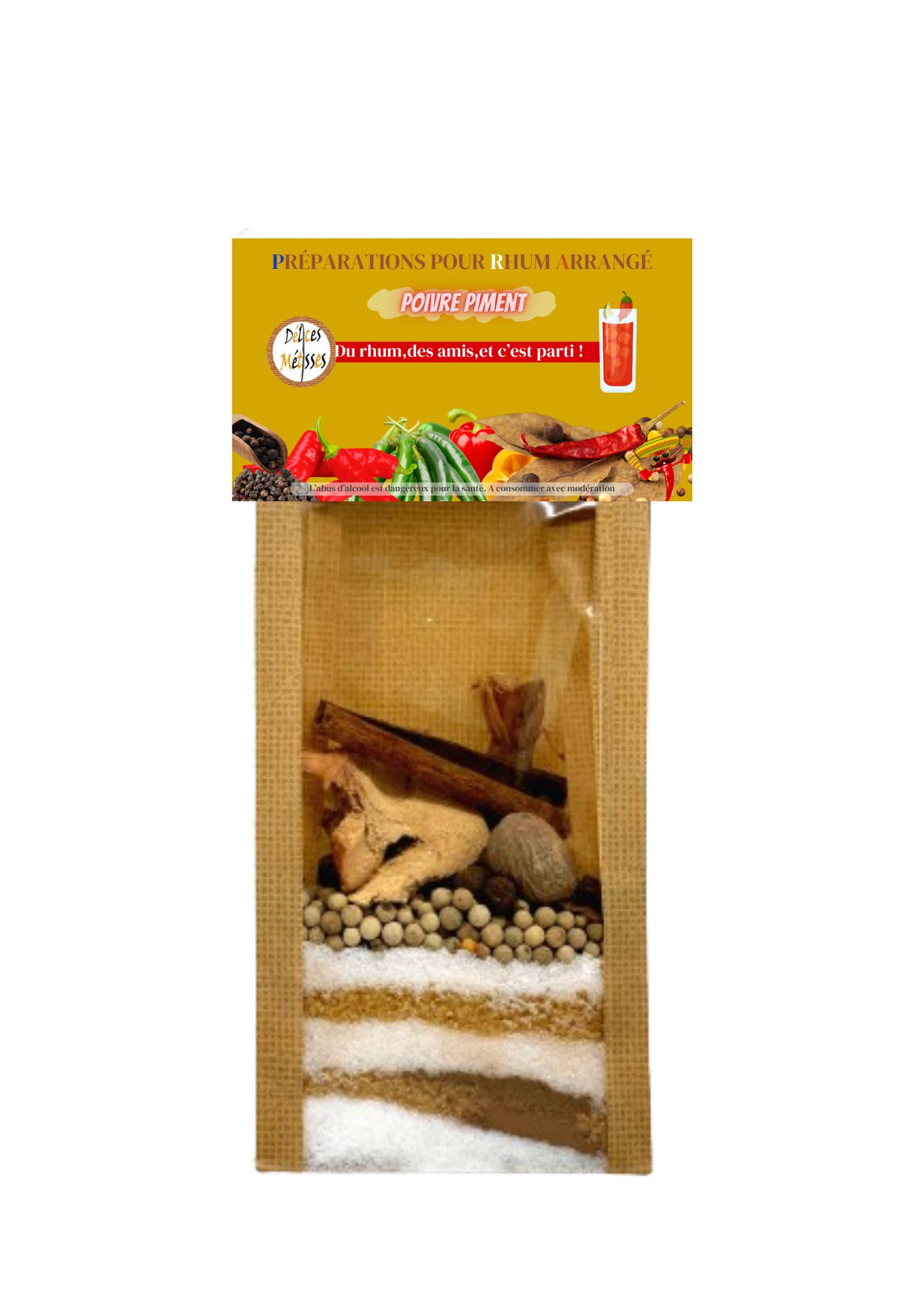 Délices Métisses - Wholesale Cocktail Mix/Syrup - Preparation for Arranged Rum Pepper Pepper “Pocket”