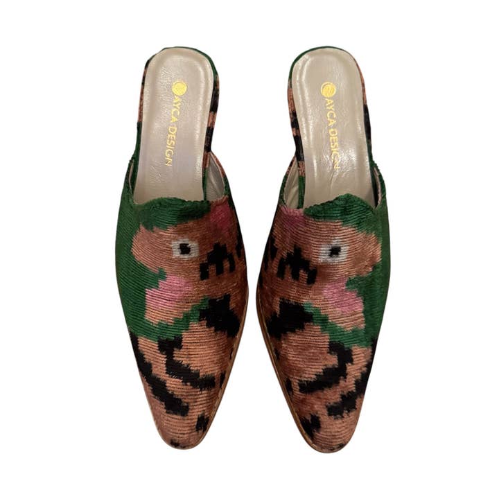 AYCA DESIGN - Wholesale Mules - Women's - Silk Velvet Ikat Chunky Heel Mule0
