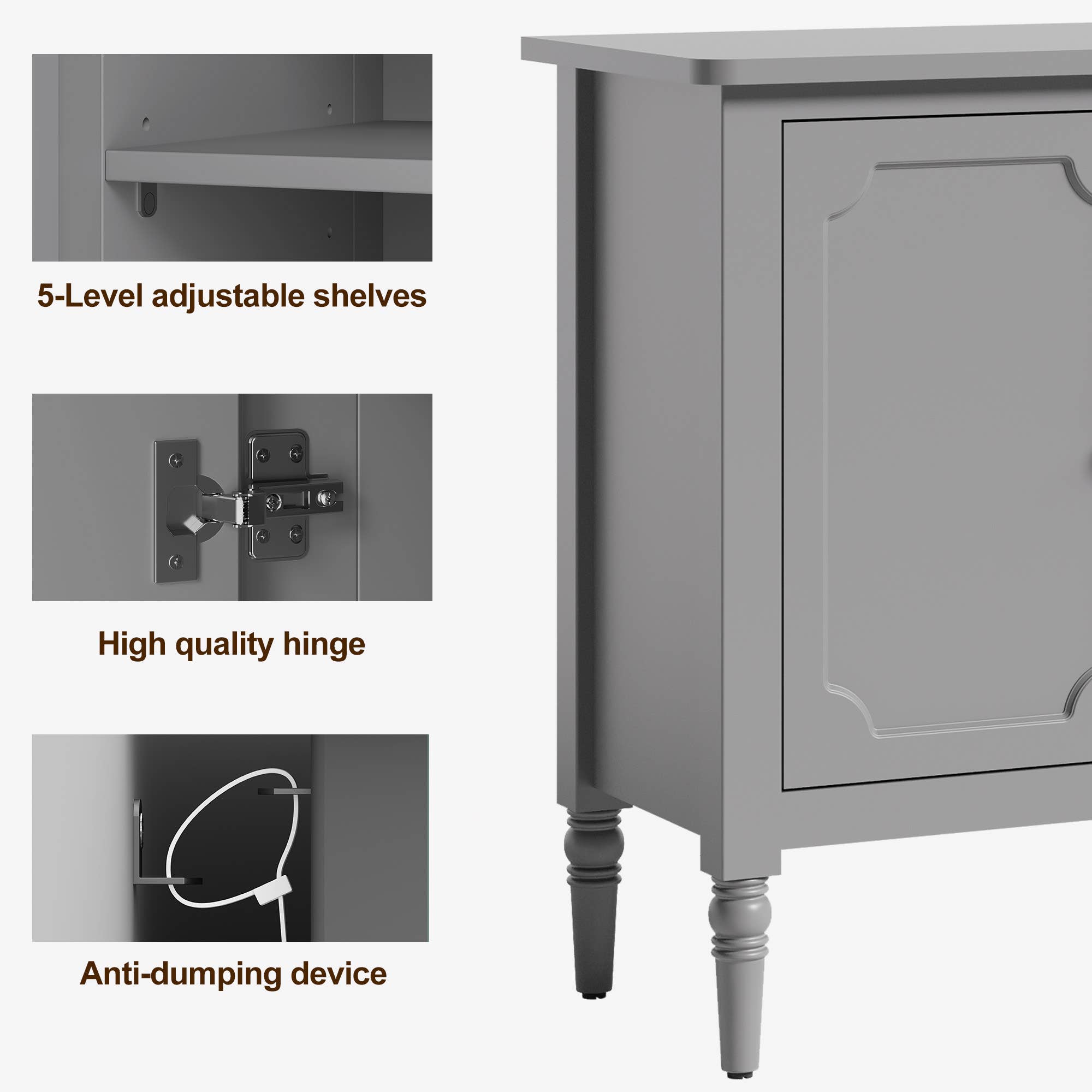 Heynemo - Wholesale Cabinet - Console Cabinet, 47'' Mid Century Modern Pantry Cabinet6