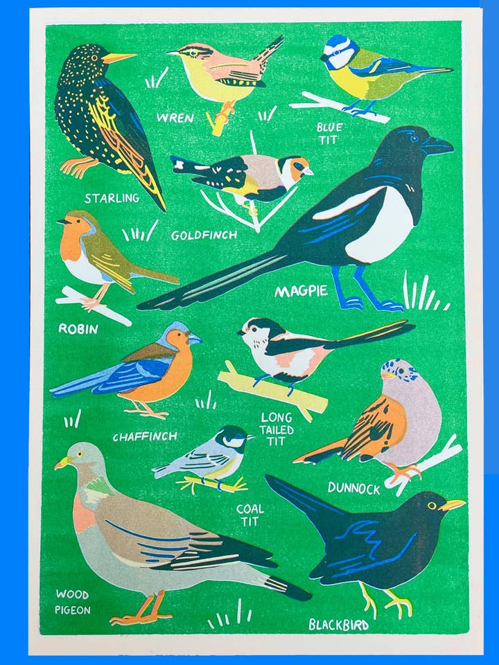 Stampa Riso Uccello da Giardino per la vendita all'ingrosso da parte di naomi wilkinson illustration