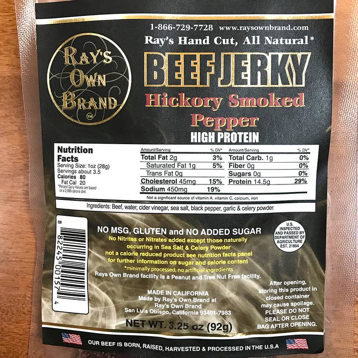 Ray's Own Brand - Wholesale Jerky - Ray's Own Brand Beef Jerky SM - Hickory Smoked Peppered