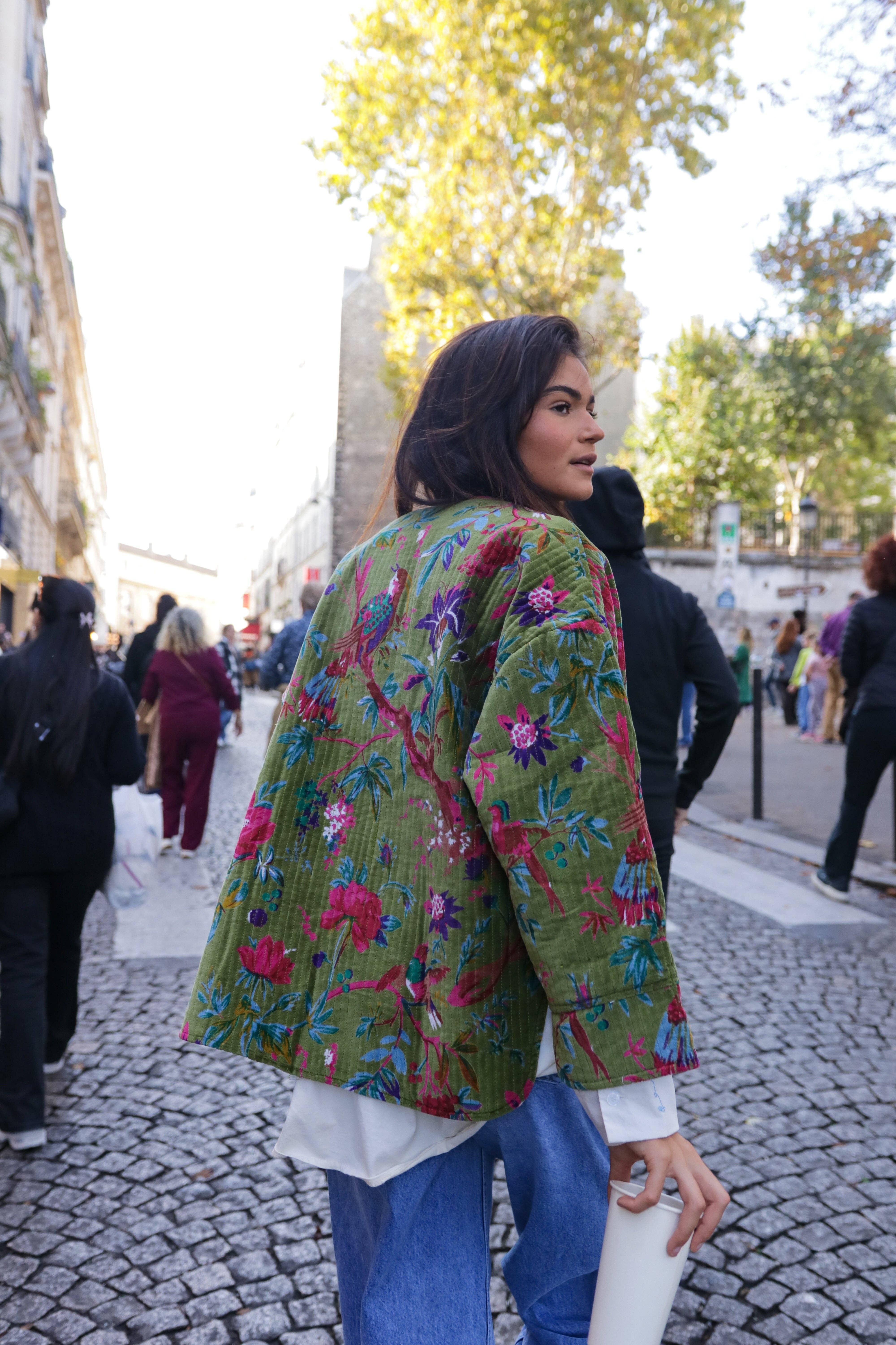 The Corner - Wholesale Jacket - Women's - Quilted velvet jacket in Green Garden3