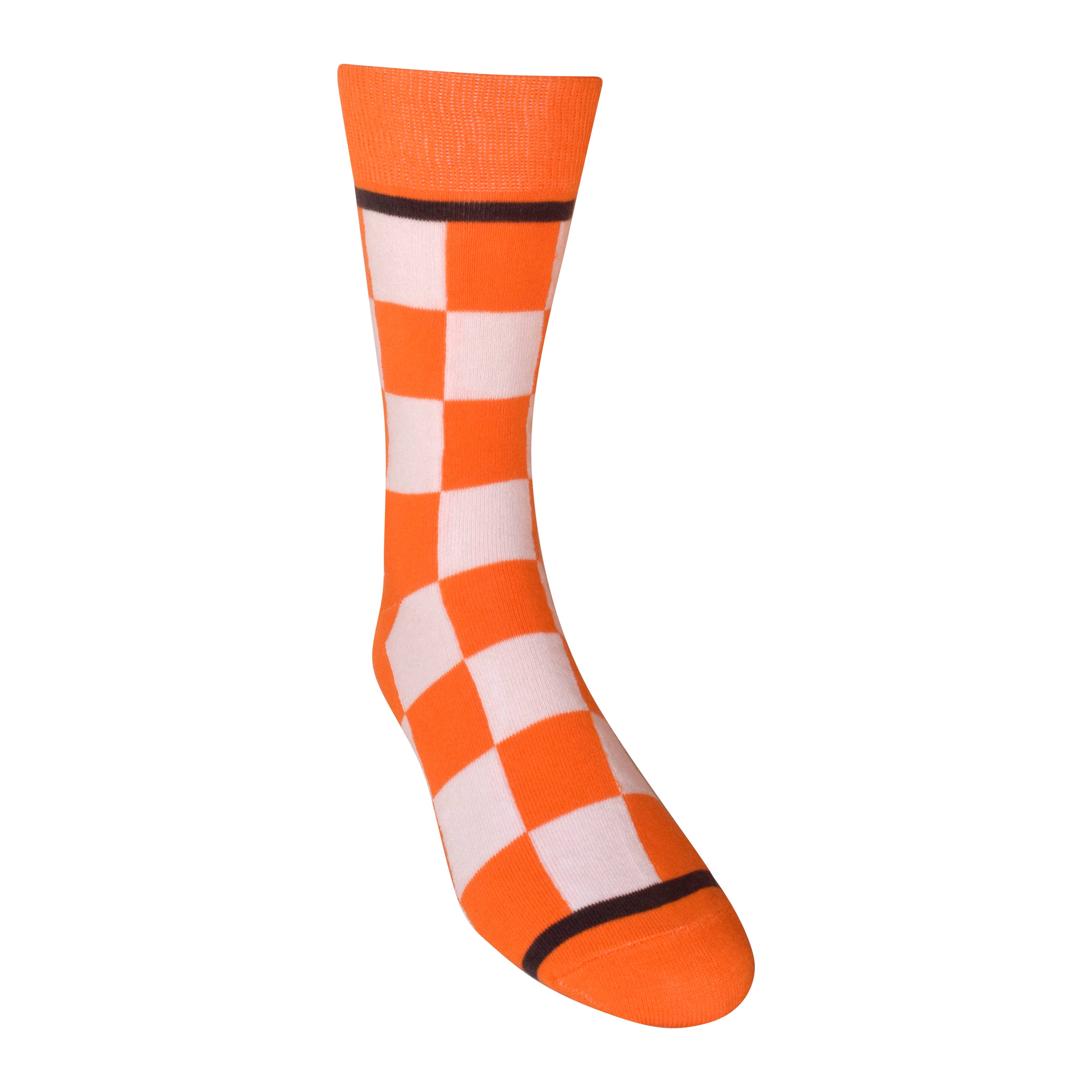 Buy Socks You All - Vendita all'ingrosso Calzini - Uomo - Calzini da uomo Tennessee Checkerboard in arancione e bianco3