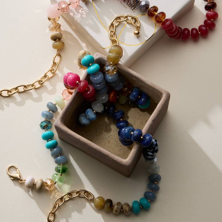 Mixed Bead Short Necklace with Adjustable Length for wholesale by Lilla Haven