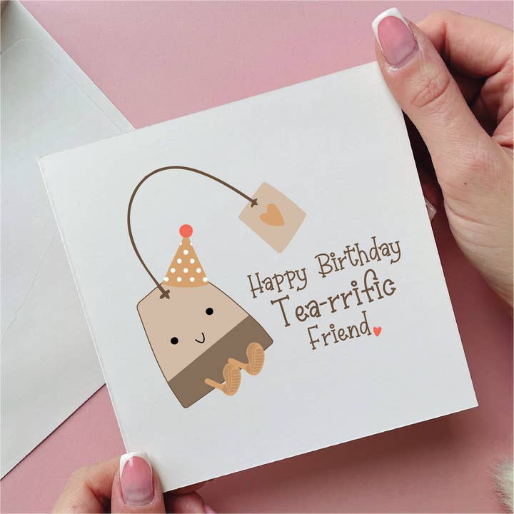 Teabag Tea-rrific Friend Birthday Card for wholesale by Alphabet Studios
