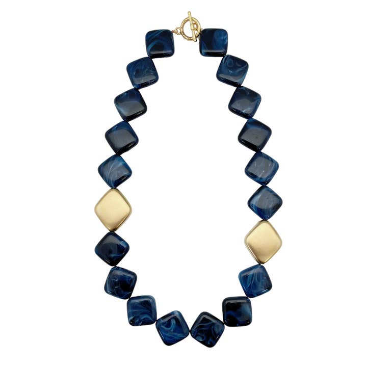 Roberta blue| Short plated necklace for wholesale by Niv Jewelry