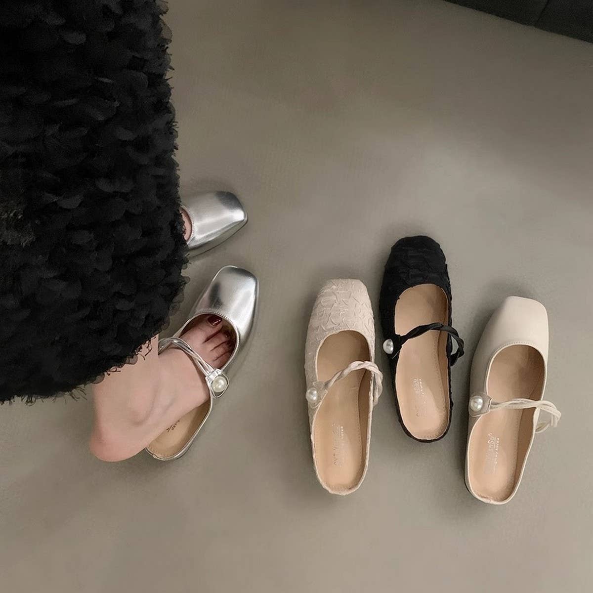 ACCITY - Wholesale Flats - Women's - Silver Open-Toe Slip-On Flat Sandals for Women_CWSHF00645