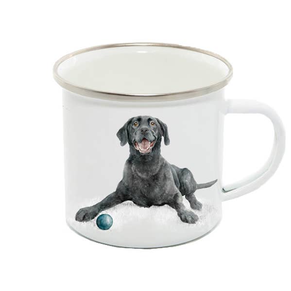 Enamel Mug, Labrador, Duke BLACK for wholesale by Field and Fur Gifts